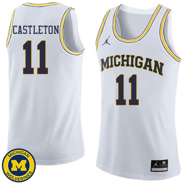 Men's Michigan Wolverines #11 Colin Castleton White Jordan Brand University Basketball Jersey